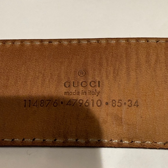 Gucci Brown Leather Belt with Gold GG Buckle - Picture 3 of 4